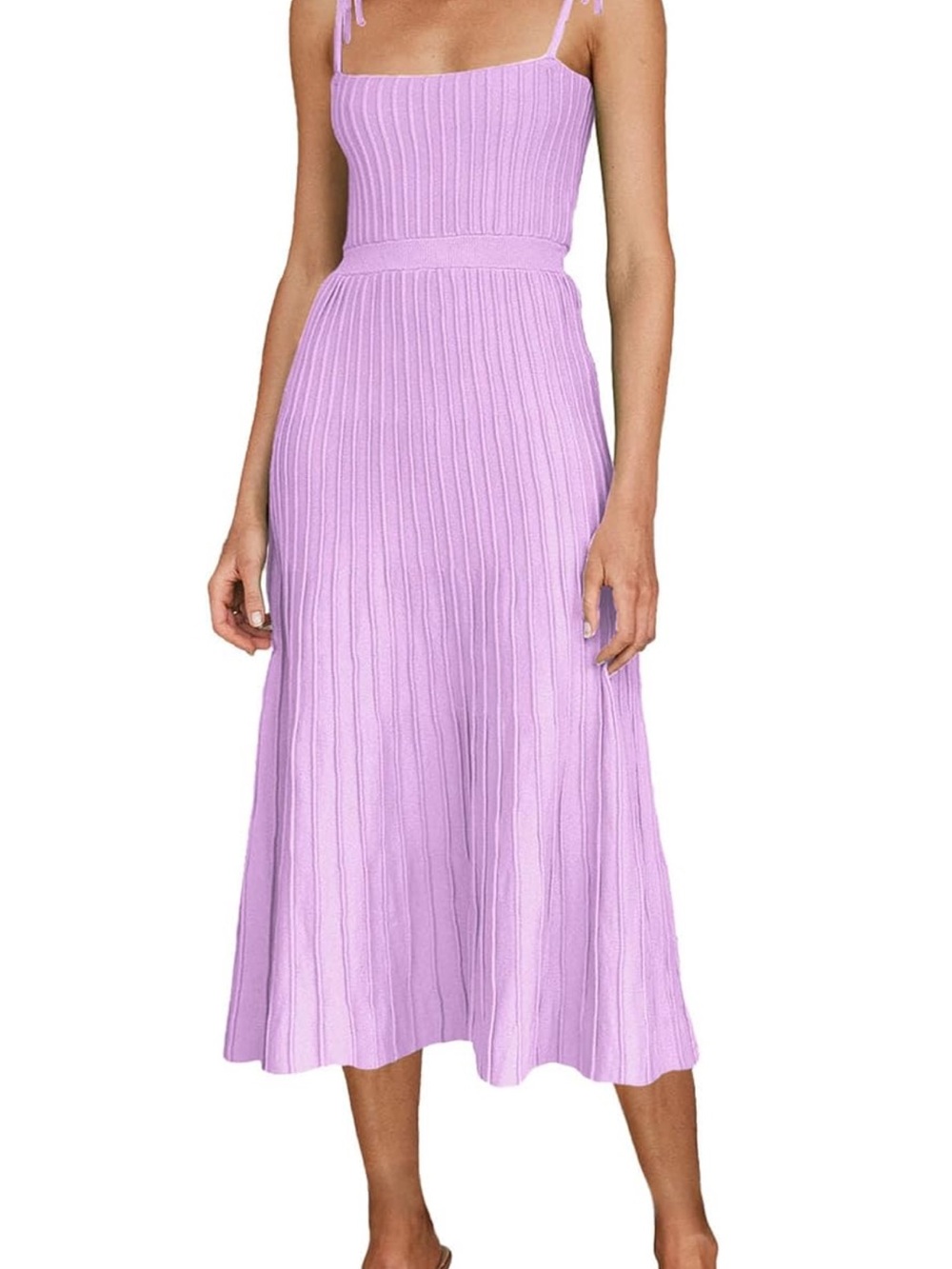 Sleeveless Ribbed Midi Dress in Lavender